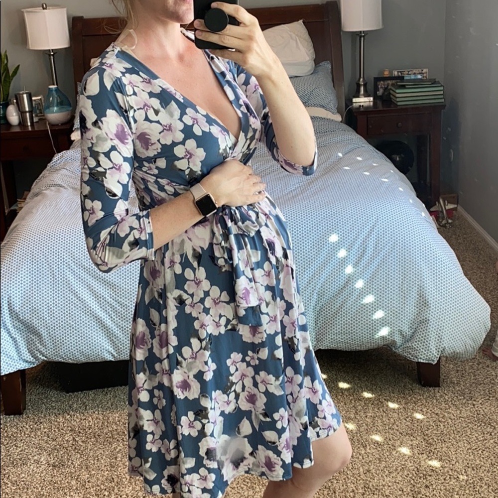 Blue floral maternity/nursing dress